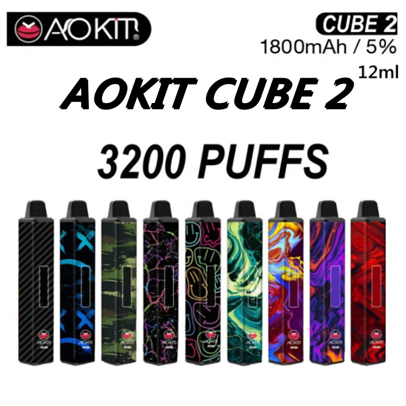 

Authentic AOKIT CUBE 2 Disposable E cigarettes Device Kit 3200 Puffs 1800mAh Battery Prefilled 12ml Pod Kits Vape Pen