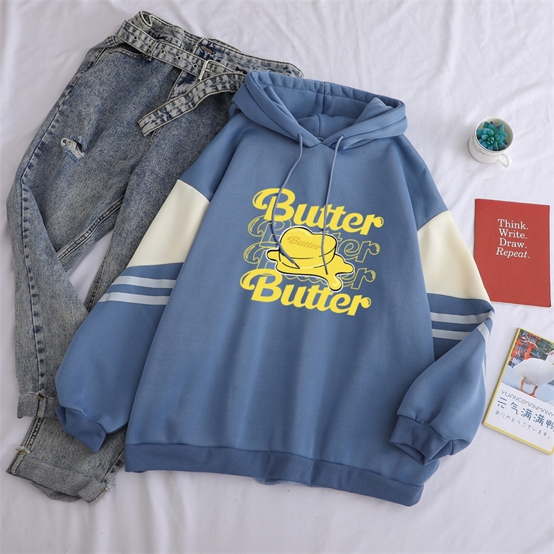 

BT bulletproof youth group album butter peripheral support songsuit the same loose hooded sweater men's and women's hoodies, Orange