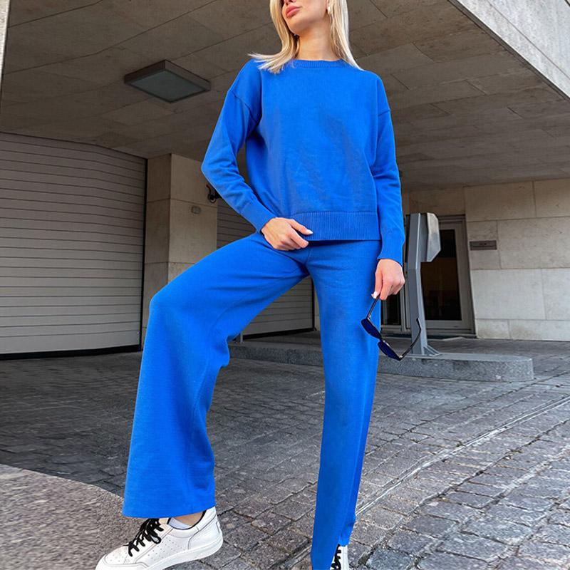 

Women' Two Piece Pants Set For Women Long Sleeve Pullover Sweater +High Waist Casual Suit Female 2021, Pink suit
