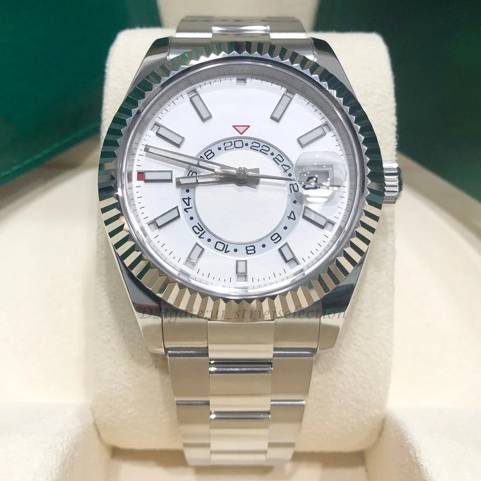 

2021 High Quality 42mm Sky Deluxe Men Watches Automatic Mechanical Fashion Business Stainless Steel Gold Luminous sapphire Waterproof Watch,With box, As is show in