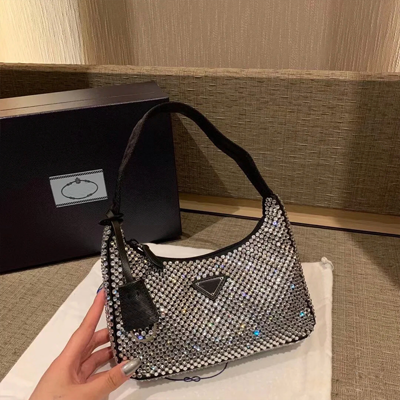

Designer Women Shoulder Bag Reedition 2000 Diamond 2022 New Handbags High Quality Fashion Underarm Bags Hobo Wallet Bling Purses, With box