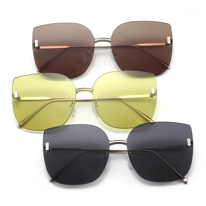 

Sunglasses Tidien Vintage Women Fashion Metal Brand Designer Rimless Ladies Sun Glasses For Square UV400 88211