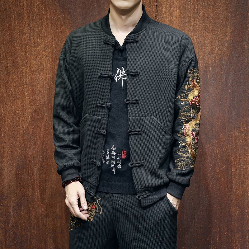 

2021 New Dragon Embroidered Bomber Men's Jackets Man's Jacket Chaquettes Hombre Homme Hdh0, Black