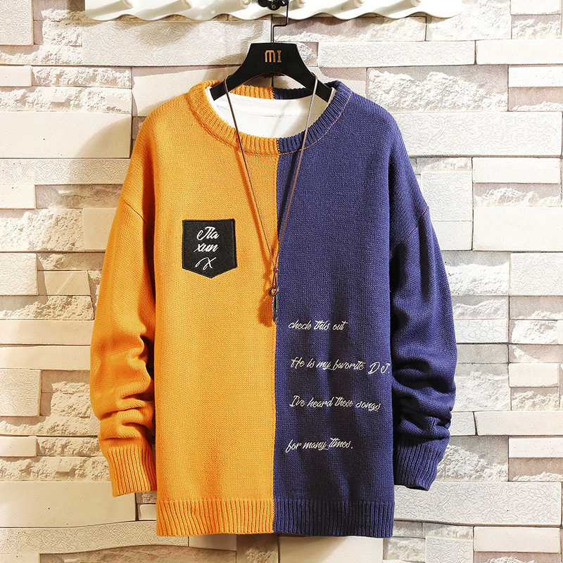 

2021 New Sweaters Men Long Sleeves Autumn Winter Pullover Patchwork Knitted O-neck Plus Oversize 5xl Soz5, Z171 1