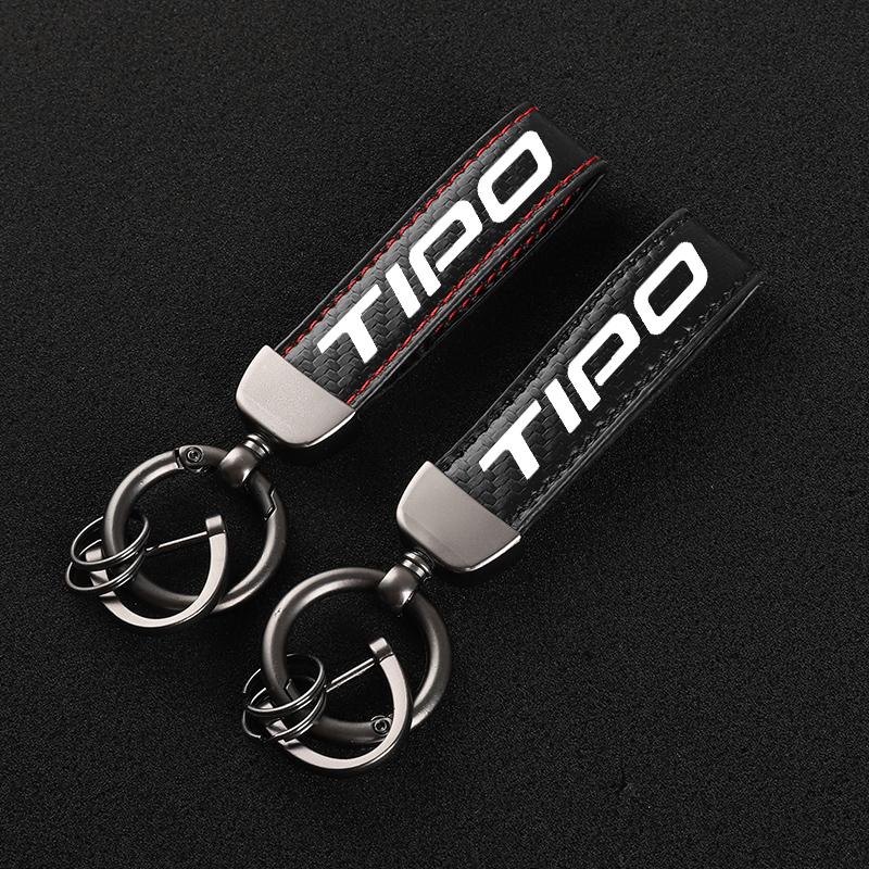 

Keychains High-Grade Leather Car KeyChain 360 Degree Rotating Horseshoe Key Rings For Fiat Tipo Accessories