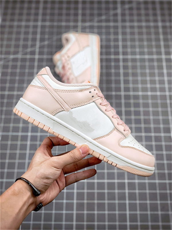 Couche Chaussures De Skateboard En Cuir Dunk Low Sail / Orange Pearl Unisexe Chaussures De Loisirs De Skateboard Hommes / Femmes Baskets De Plein