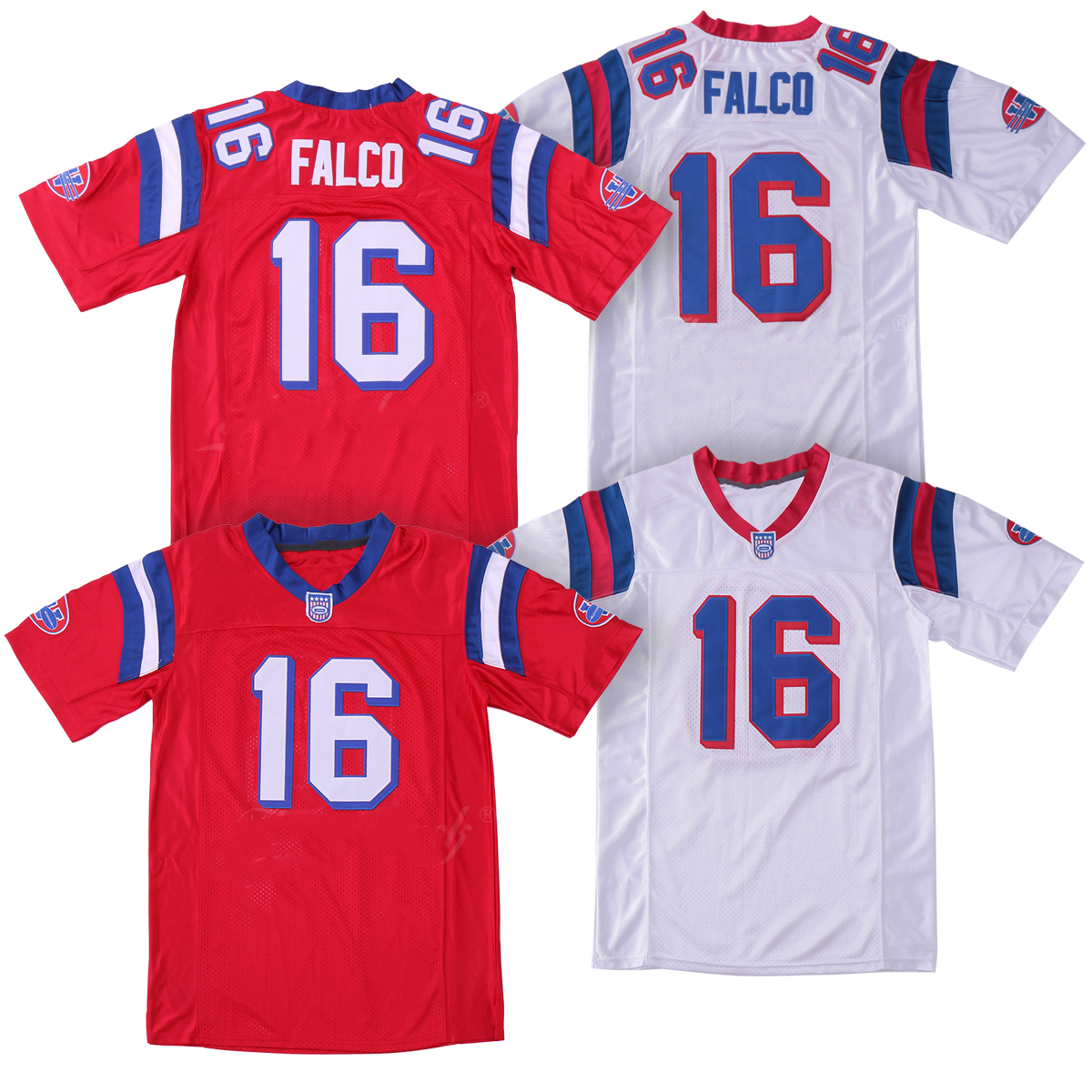 

Men's Shane Falco Jersey Movie The Replacements Red White Jerseys Saved By The Bell Stitched Film Football Jersey, As photo