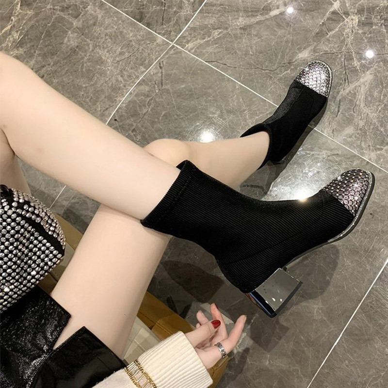 

2021 Women Ankle Boots Farbic Shoes Ladies Plus Size High Heels Slip on Pumps Fashion Footwear Woman New Upq1 YFOQ, Red