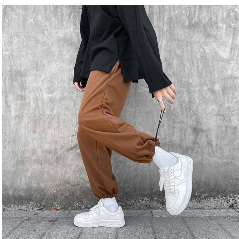 

2021 New Autumn Sweatpants Men's Fashion Drawstring Casual Joggers Men Streetwear Loose Hip-hop Straight Trousers Mens Track Pants Q43r, Pink