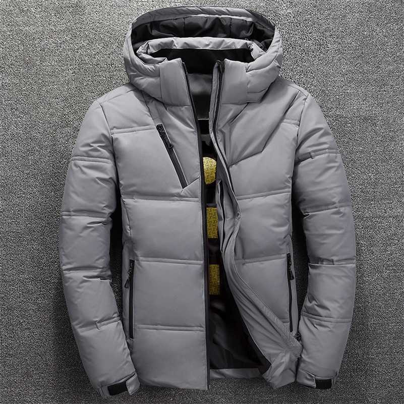 

Drop White Duck Down Parkas Men's Winter Jackets Coat Thick Warm Snow Parka Windbreaker Outerwear Hooded Parkas Overcoat 211110, Black
