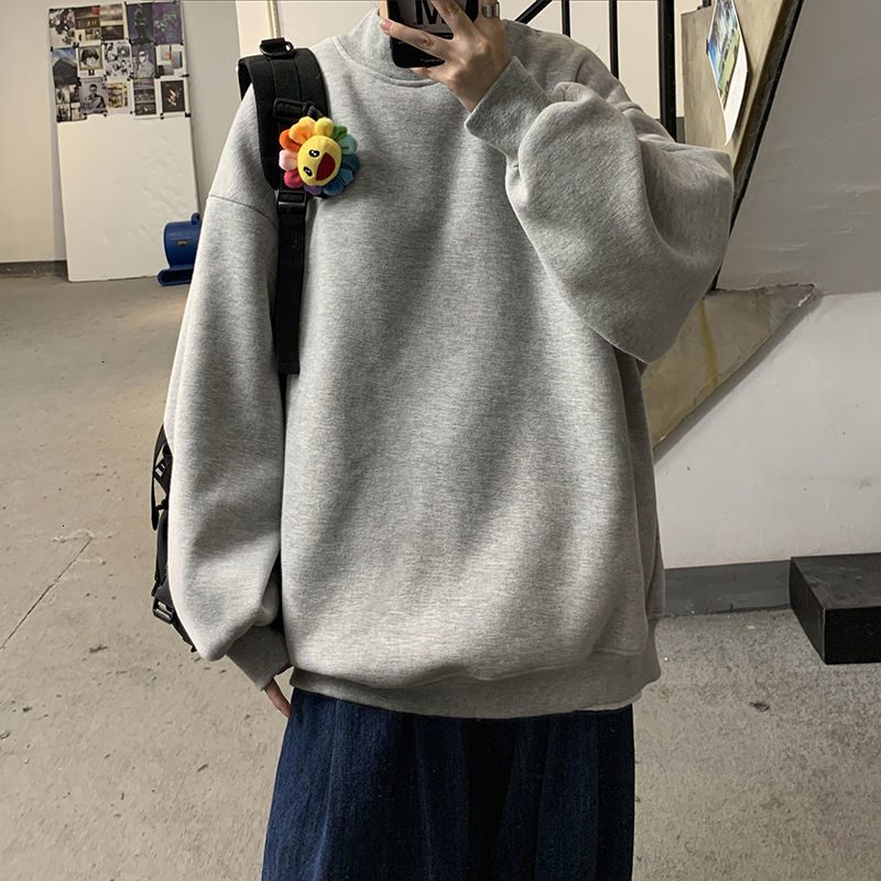 

2021 New Plus Veet Stand-up Collar Hoodie Men's Fashion Casual Sweatshirt Men Streetwear Autumn Winter Pullover Hoodies Mens By28, Black