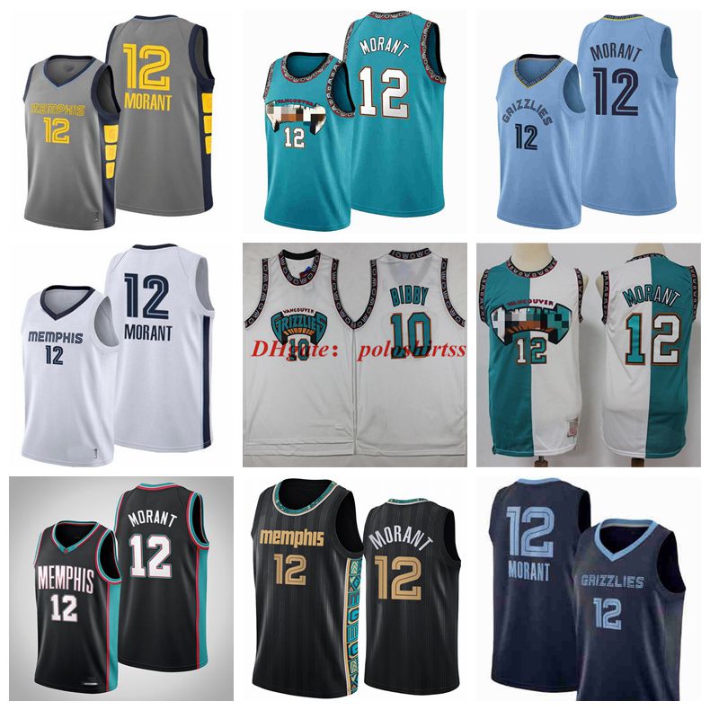 

Ja Morant 12 Basketball Jerseys White Black Mike 10 Bibby Jersey NCAA 2021 Mens Youth Kid Edition City Fans Shirt green White, Color14