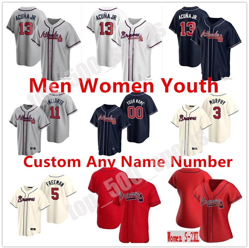 

2021 Atlanta 20 Marcell Ozuna Jersey 5 Freddie Freeman 7 Dansby Swanson 13 Ronald Acuna Jr. 1 Ozzie Albies Mike Soroka Baseball, Colour 13