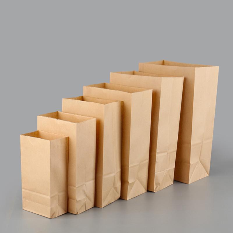 

Gift Wrap 100PCS Kraft Paper Bags Breakfast Square Bottom Candy Food Baking Dessert Party