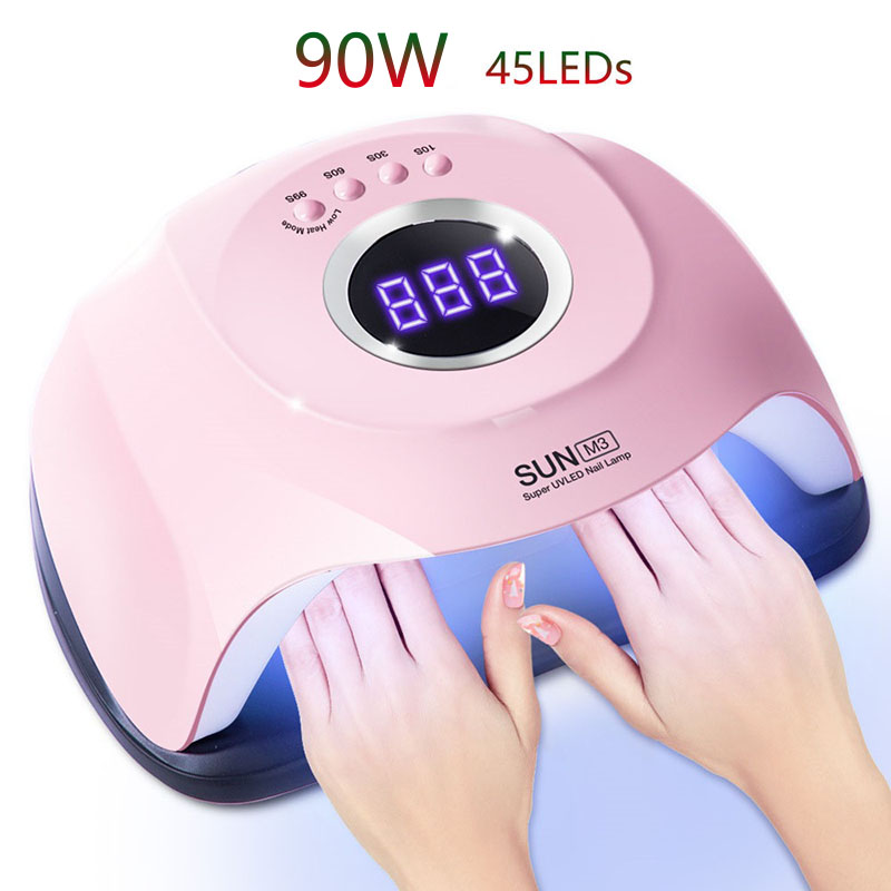 

90W SUN M3 UV LED Nail Lamp Electric Manicure Dryer 45 LEDs Drying Gel Polish Infrared Sensor Pedicure Salon Machine