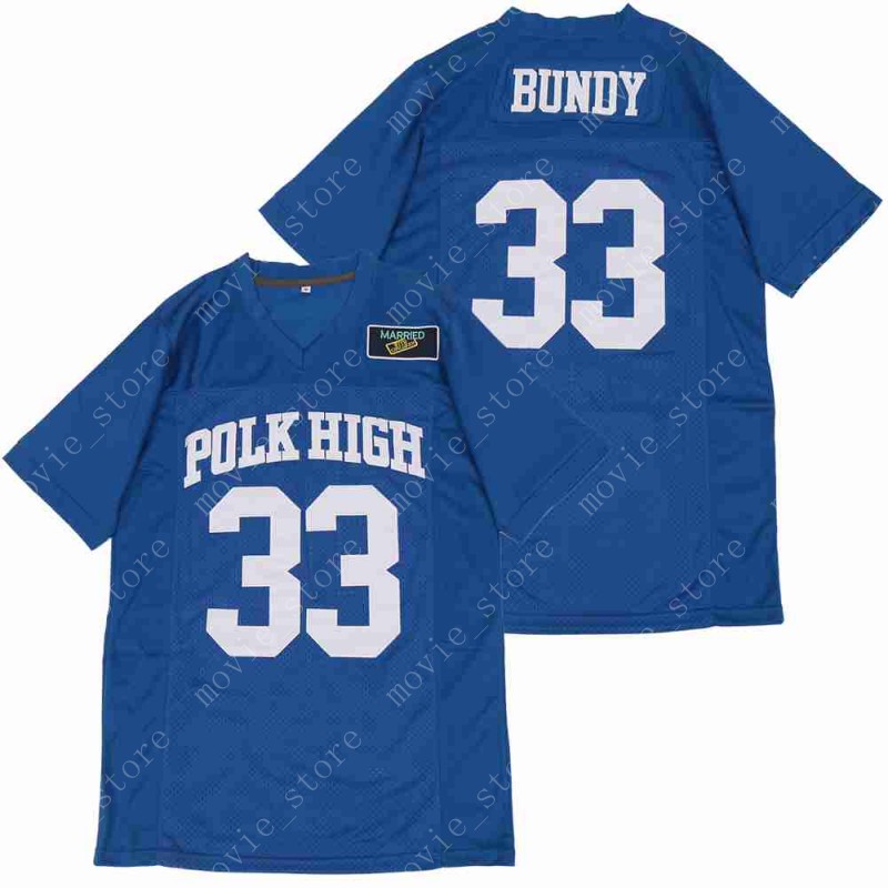

Married with Children #33 Al Bundy Polk High Blue Movie Football Jersey Stitched, 33