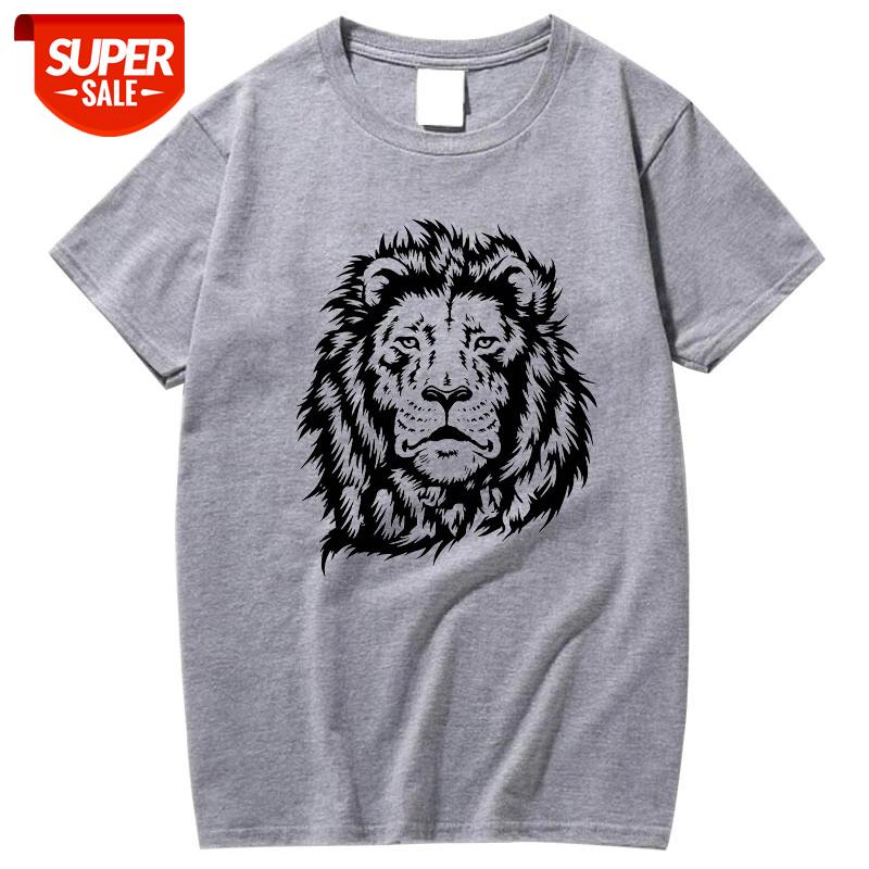 

XIN YI Men's100% cotton short sleeve lion print cool men T shirt casual loose men tshirt o-neck t-shirt male tee shirts #Yx7U, White;black