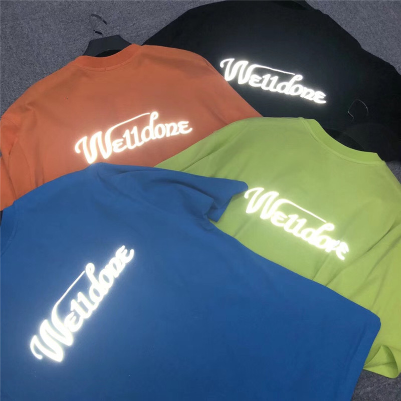 

2021 New Welldone 3 Reflective t Shirt Mulheres Men1:1 We11done Hip-hop De Alta Qualidade Bem Feito Top Tees 5l1p
