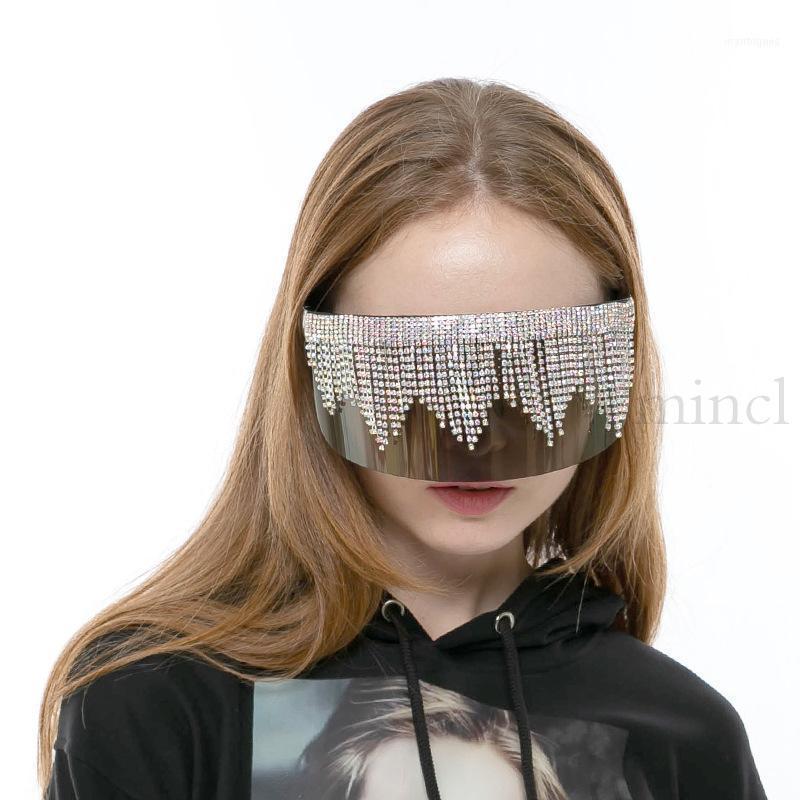 

Sunglasses Futuristic Rhinestone Women Fashion Punk Diamond Sun Glasses Crystal Vintage Shades Men's Black Clear Eyeglasses NX1
