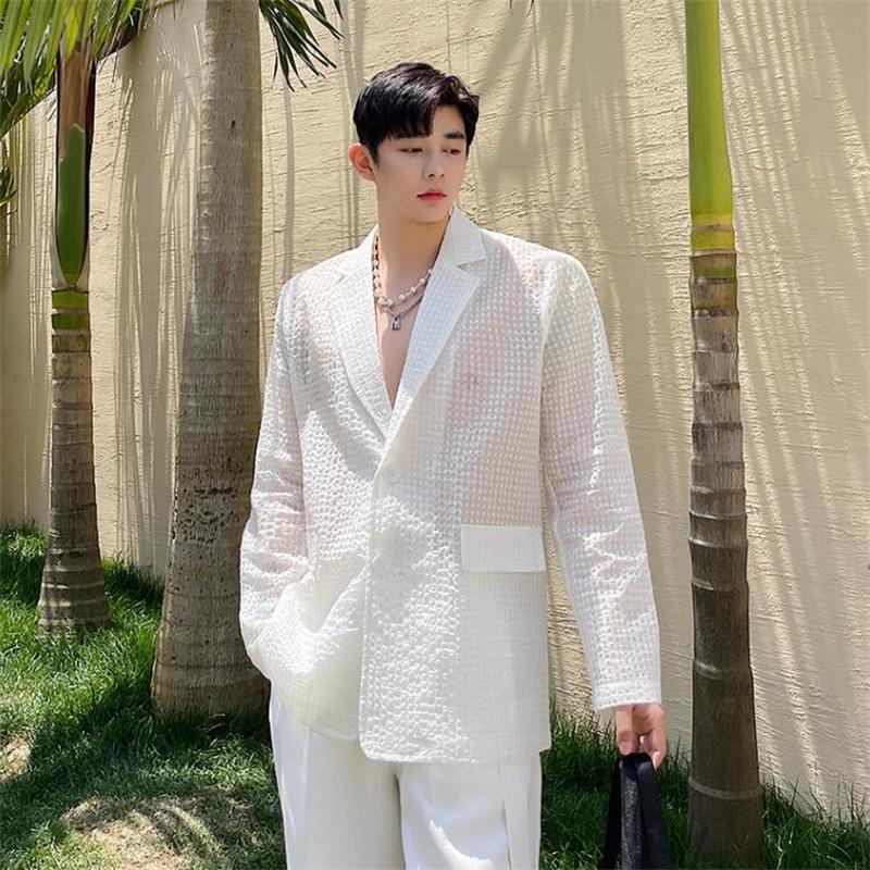 

Men's Suits & Blazers Super Large Luxury White Suit Man Summer 2021 Korean Thin Original Design Men Street Style Sun Protection Coat Top