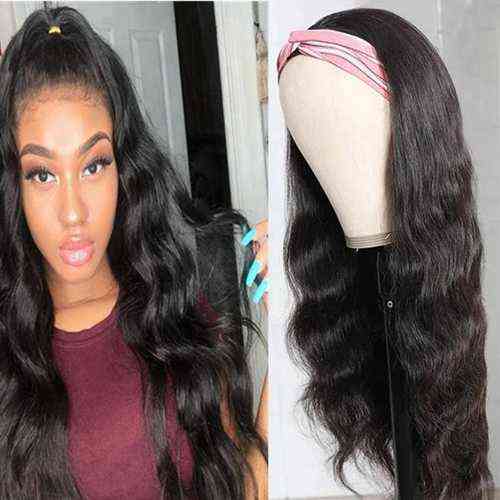 

ishow human hair wig with headband body straight water headband wig for african american natural color machine made nonlace wigs head bands, Peruvian hair