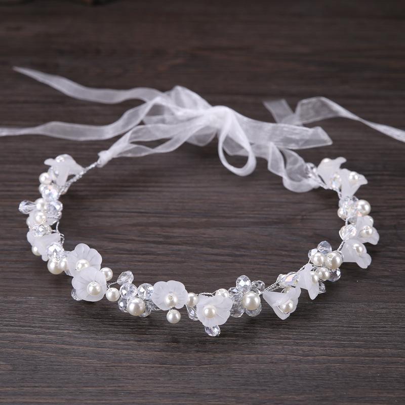 

Hair Clips & Barrettes White Crystal Pearl Flower Headband Handmade Bridal Tiaras Headpiece Jewelry Women Wedding Accessories, Golden;silver