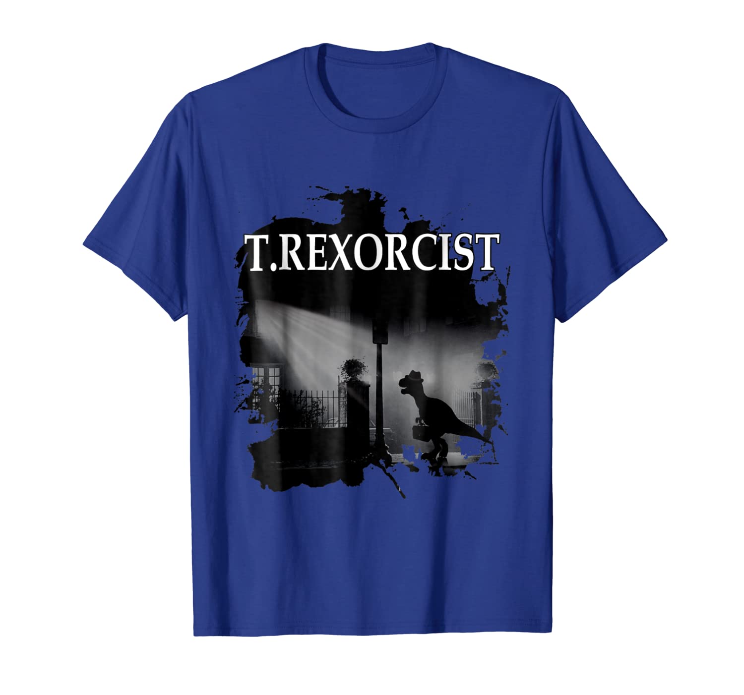 

Tyrannosaurus Rex Tee Shirt - T.rexorcist Dinosaur Parody, White;black