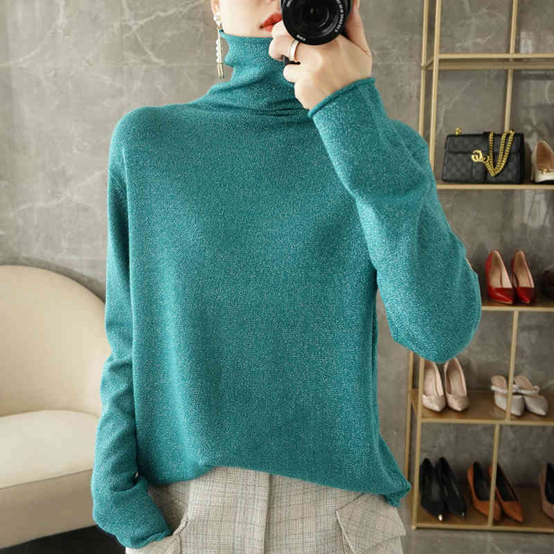 

women's sweaters female cashmere sweater, turtleneck, loose knitted or crocheted in pure colour bceq, White;black