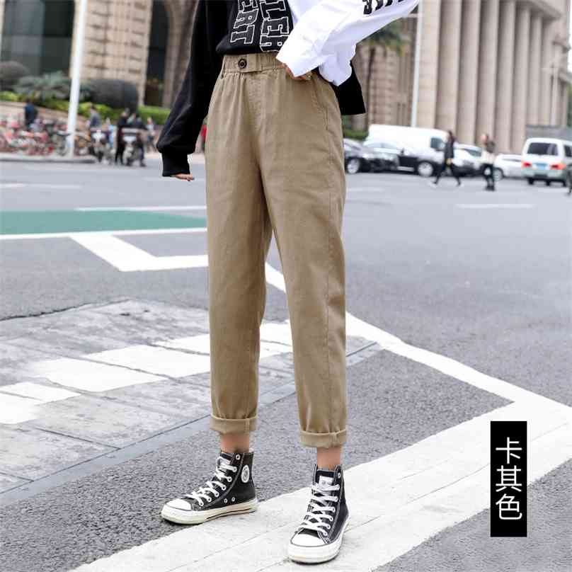 

Beige High waist Casual Pants Women loose Spring Autumn Women' Korean slim Harem pants Plus Size Nine 3XL 210607