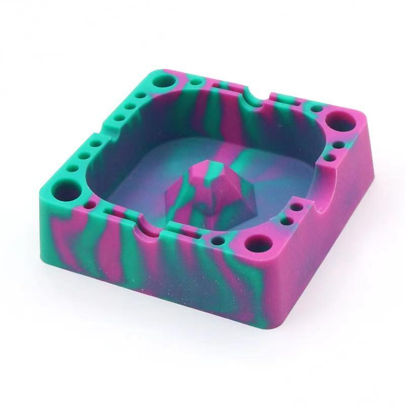 

Soft Silicone Ashtray Square Ash Tray Portable decoration gift Anti-scalding Cigarette Holder Home Novelty Crafts Smoking Accessories