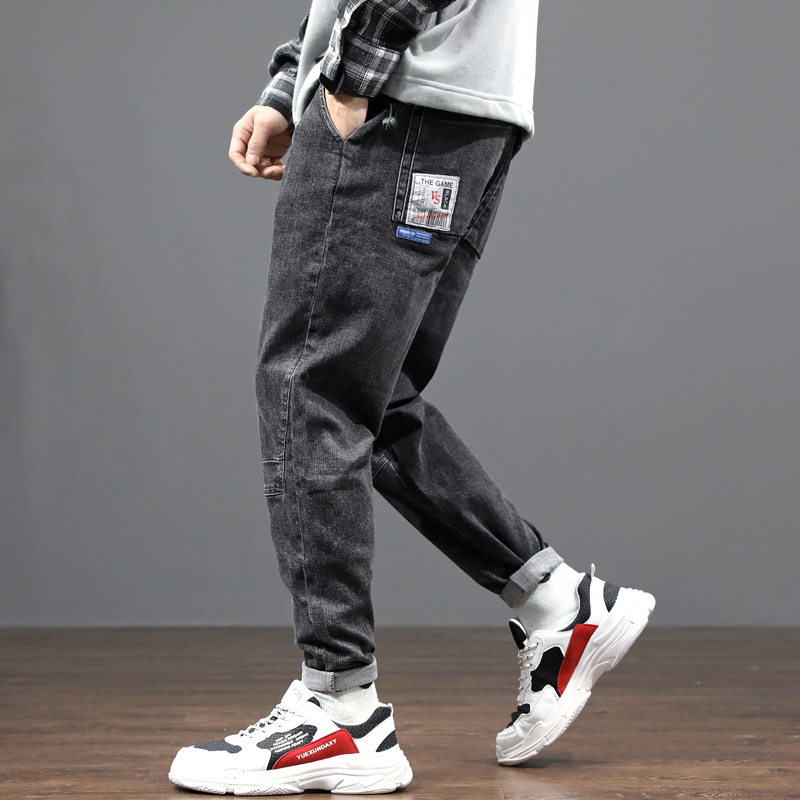 

2021 New Fashion Streetwear Black Color Loose Fit Denim Harem Pants Hombre Wide Leg Trousers Japanese Style Hip Hop Jeans Men 23sj