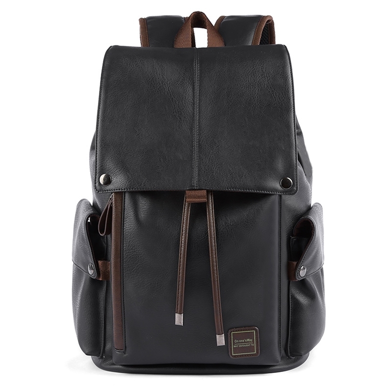 

Men Leather Backpack Travel Multi Male Mochila Fashion Large Capacity Shoolbag For Boy 15.6" Laptop School Bag College style 210924, Normal b black