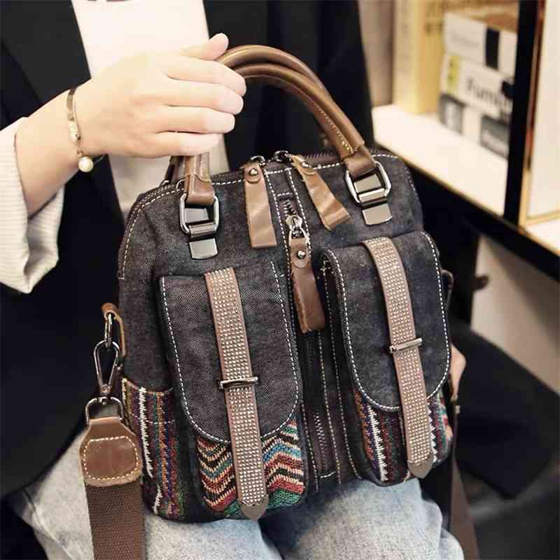 

Women's 2021 spring new hand leisure denim messenger vertical single bag double shoulder, Grey