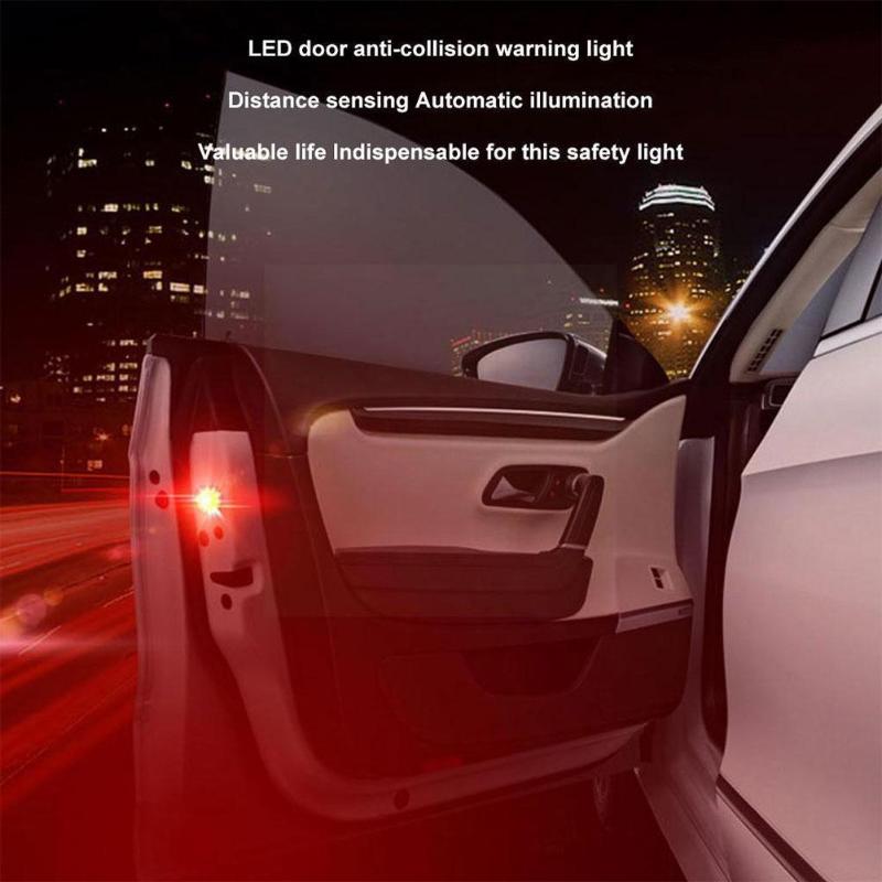 

Interior&External Lights 4pcs Universal Led Car Door Warning Light Anti-collision Alarm Flash Sensor Rapid Strobe Flashing C1m2