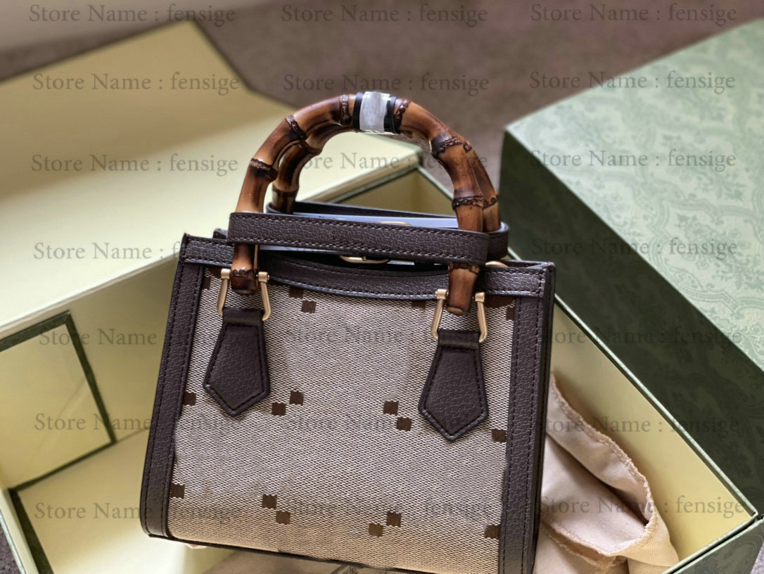 

Diana Bamboo Aria Collection Mini Tote Handbag Square Crossbody Ladies Shoulder Brown Letter Shopping Multiple Colors Designer Tote Bags, #1