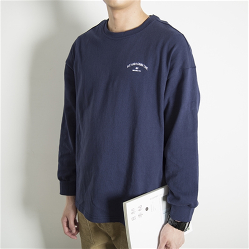 

2021 Autumn New Japanese Retro Letter Printing Round Neck Long-sleeved T-shirt Xoqy
