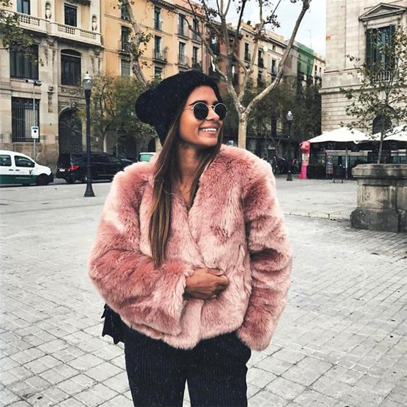 

Women's Fur & Faux Winter Coat Short Imitation Hair Artificial Wool Women, Black