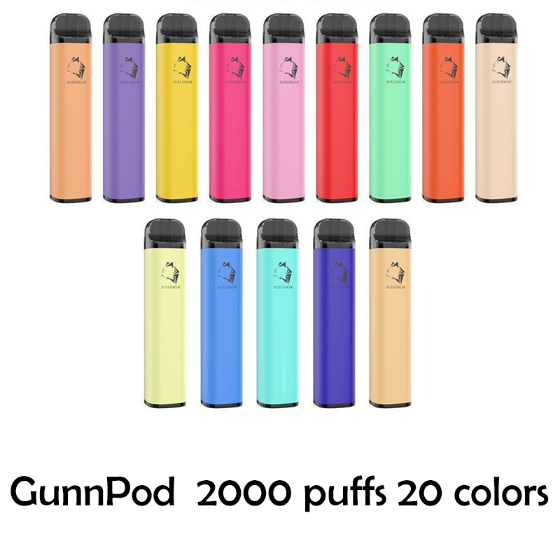 

GunnPod cigarette Disposable E-cigarettes Device Kit 2000 Puffs 1250mAh Battery Prefilled 8ml Pod Stick Vape Pen Vs cuvie plus