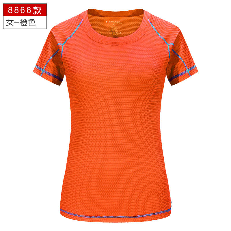 

Quick-drying short-sleeved orange loose suit summer outdoor female sports t-shirt, Black;yellow