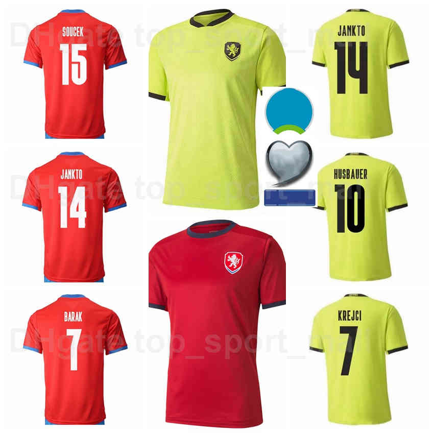 

National Team Soccer Czech Republic Jersey 8 DARIDA 7 BARAK 2 KADERABEK 3 CELUSTKA 6 KALAS Football Shirt Kits 2020-21 Euro Cup Patch, Black;yellow