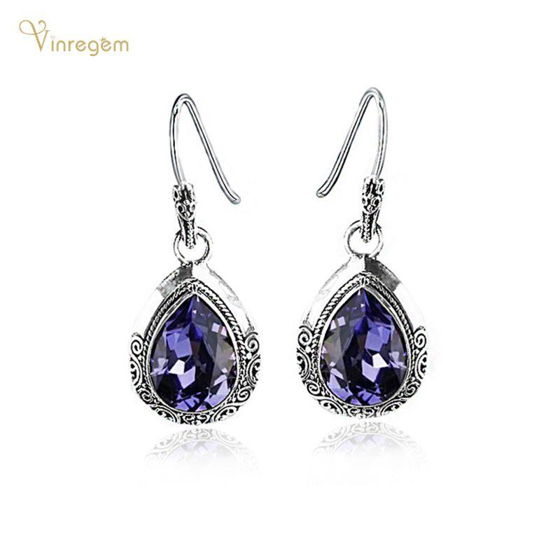 

Dangle & Chandelier Vinregem 100% 925 Sterling Silver Pear Cut Amethyst Pink Sapphire Smoky Quartz Gemstone Engagement Earrings Fine Jewelry