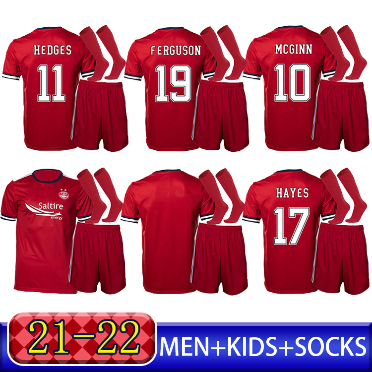 

21 22 Aberdeen Soccer jerseys McGINN FERGUSON HOBAN HEDGES HAYES CONSIDINE men kits sets football shirts uniform, Black