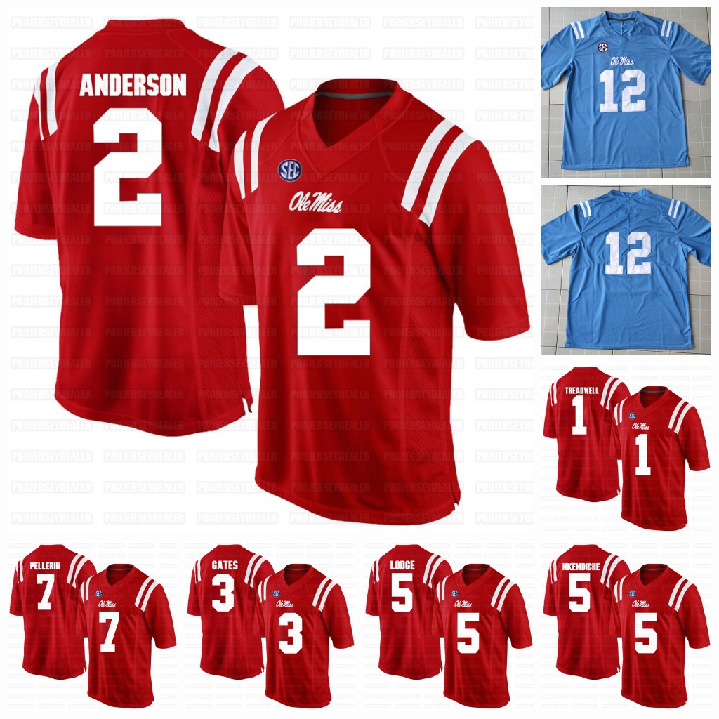 

Ole Miss Rebels 201 New Powder Blue 1 Jonathan Mingo 95 Tavius Robinson 31 Marc Britt 2 Matt Corral NCAA Football Jersey, Red womens s-2xl