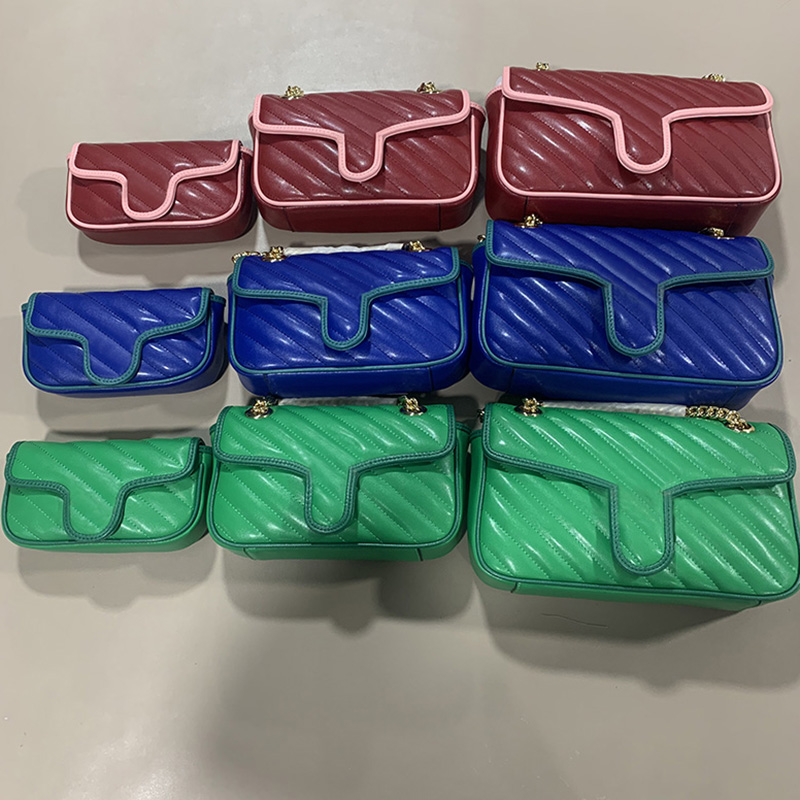 

Fashion handbag marmont Stitches Genuine Leather women Bag Purse Classic Flip Chain Evening Shoulder Bags cross body messenger Clutch totes, Red