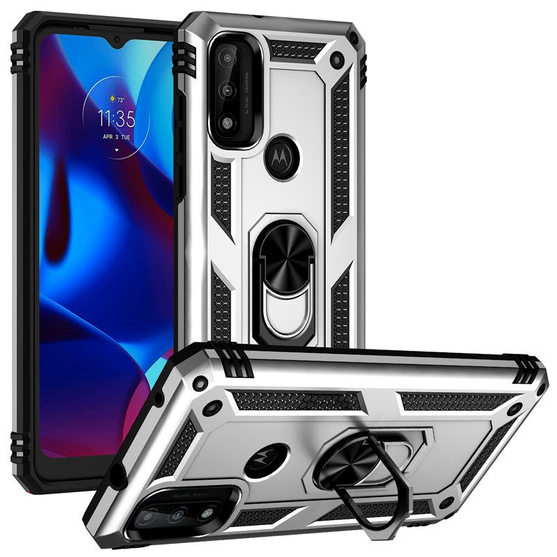 

Magnetic Ring Cases For Moto G Pure 2021 Military Grade Hybrid Hard PC Soft TPU Shockproof Protective Cover, Rose gold