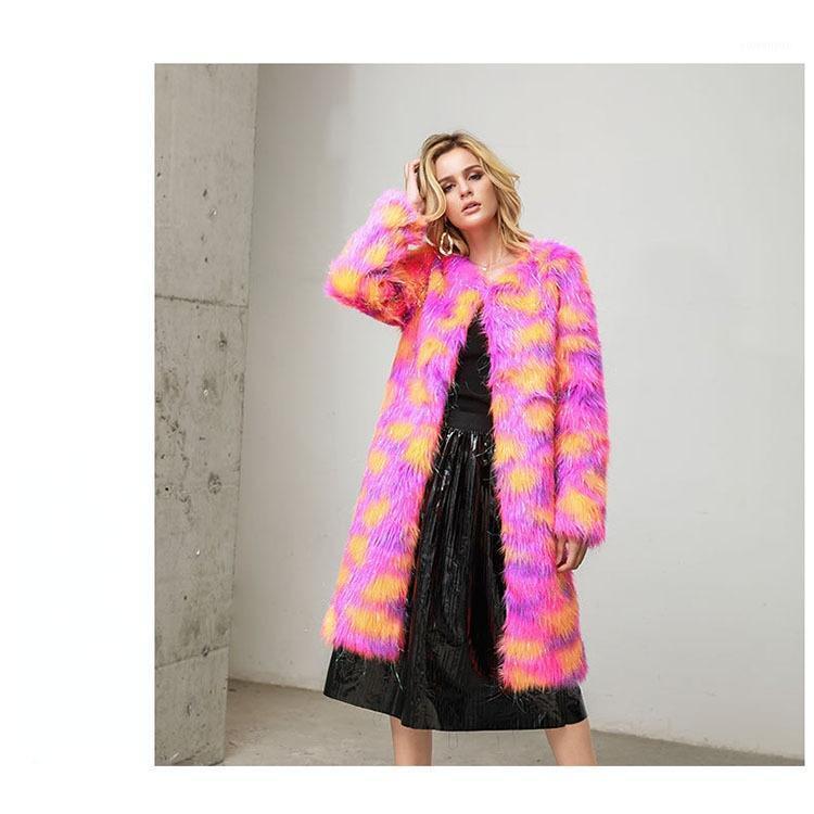 

Women' Fur & Faux 2021 Elegant Winter Coat Short Trench Fake With Winterwear Pink Plush Leather, Beige