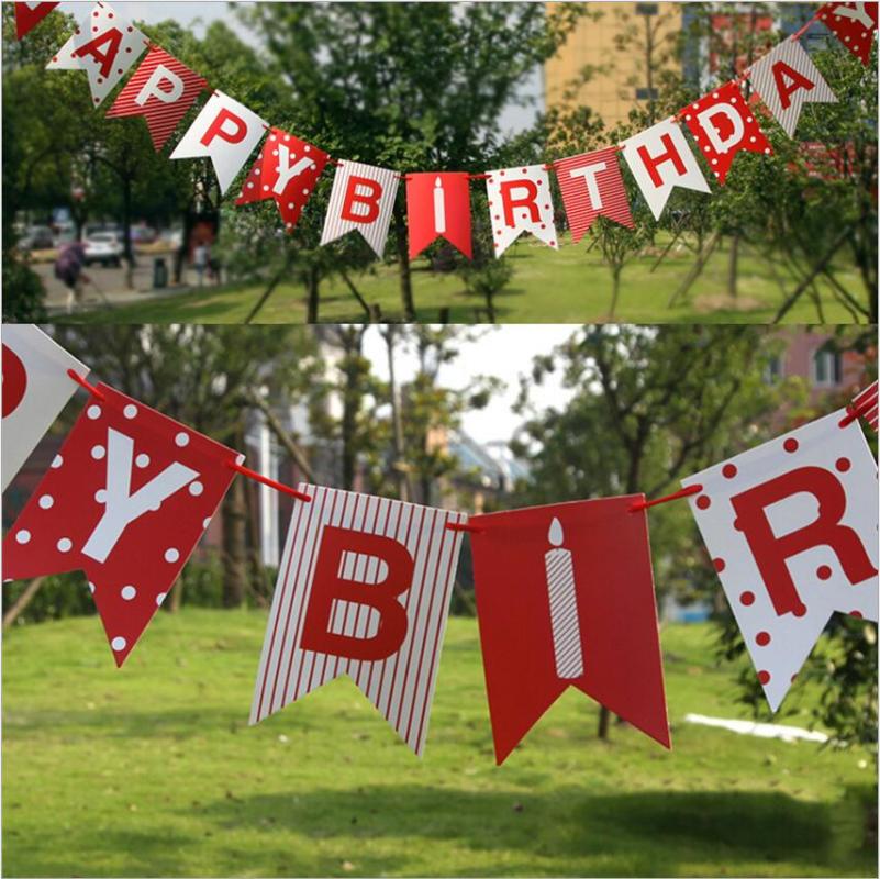 

Party Decoration 3 Meters "Happy Birthday" Letter Paper Flags Banner Decorations For Kids Birthday Baby Shower Family Supplies