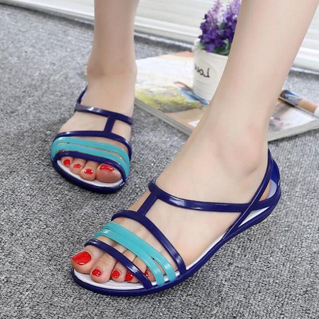 

Sandals Women 2021 Summer Rainbow Jelly Shoes Casual Flat Beach Non-slip, Purple