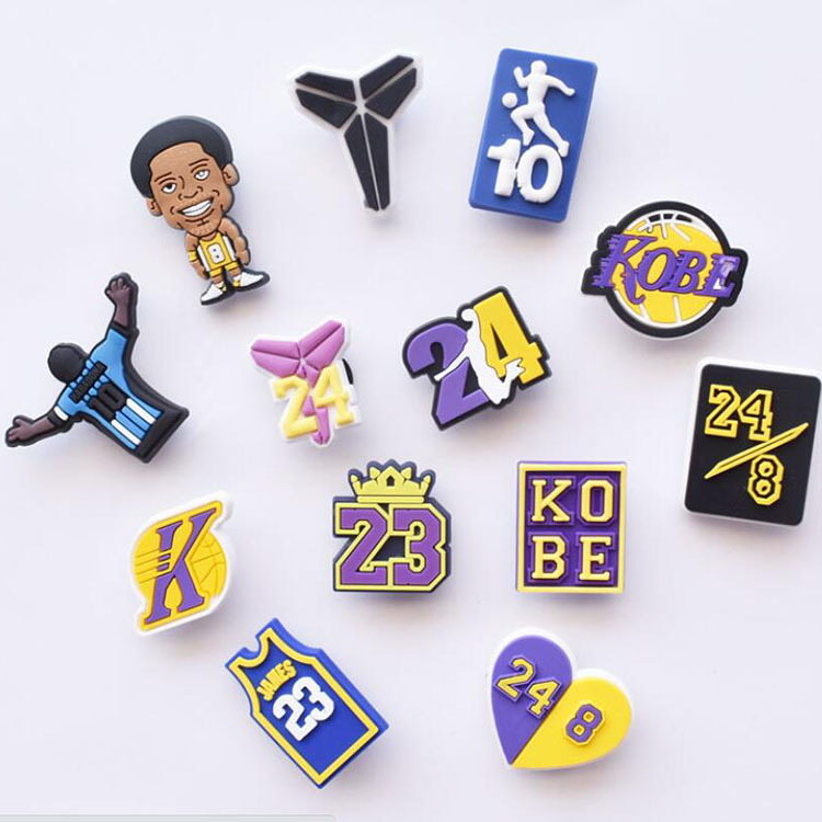

100pcs sport styles shoe charms custom cute cartoon PVC shoe buckles action figure fit bracelets croc JIBZ Shoe accessories, White;pink