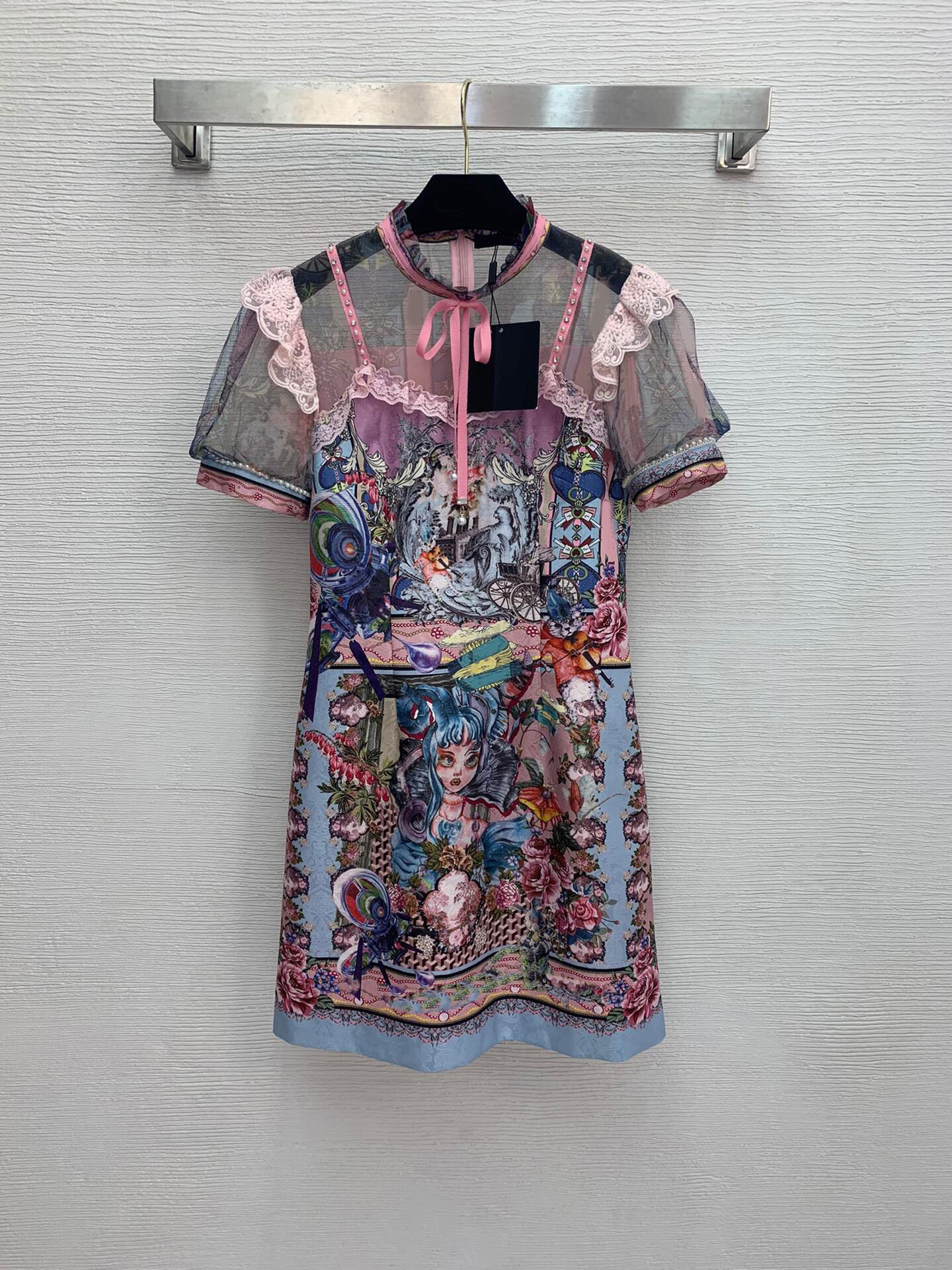 

620 XL 2021 Brand Same Style Dress Short Sleeve Crew Neck Womens Clothes Flora Print Luxury Fashion Dress weinishi, Customize
